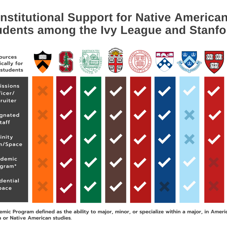 Infographic demonstrating Princeton's Lack of support for Native American Students